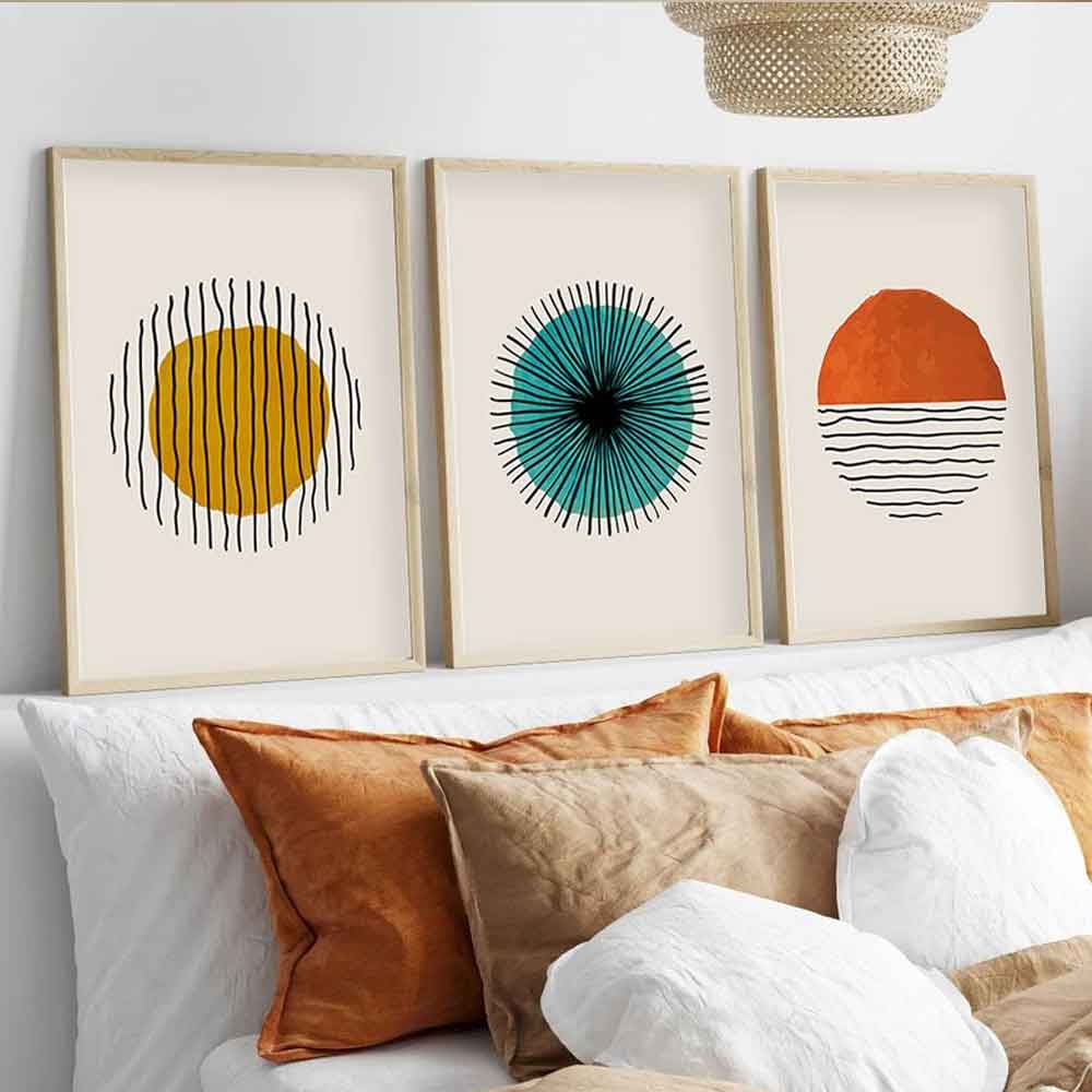 Oceanica Wooden 30x40cm Geometric Wall Art Frame Set of 3 in Multicolour