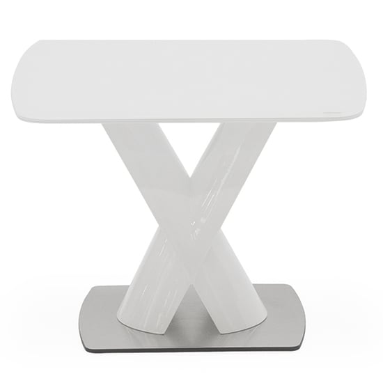 Oceanside Square Glass Top Lamp Table In White High Gloss