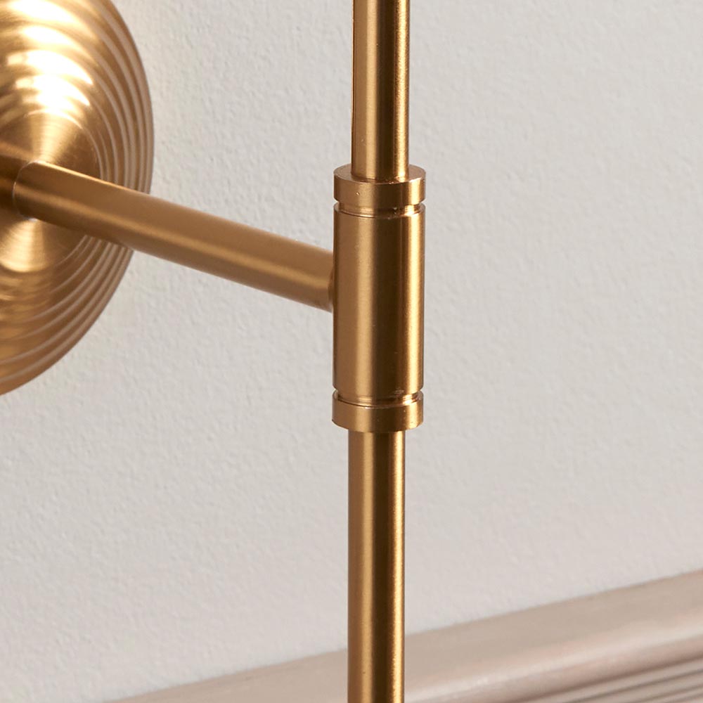 Oceanside Vintage White Fabric Wall Light In Brushed Aged Brass