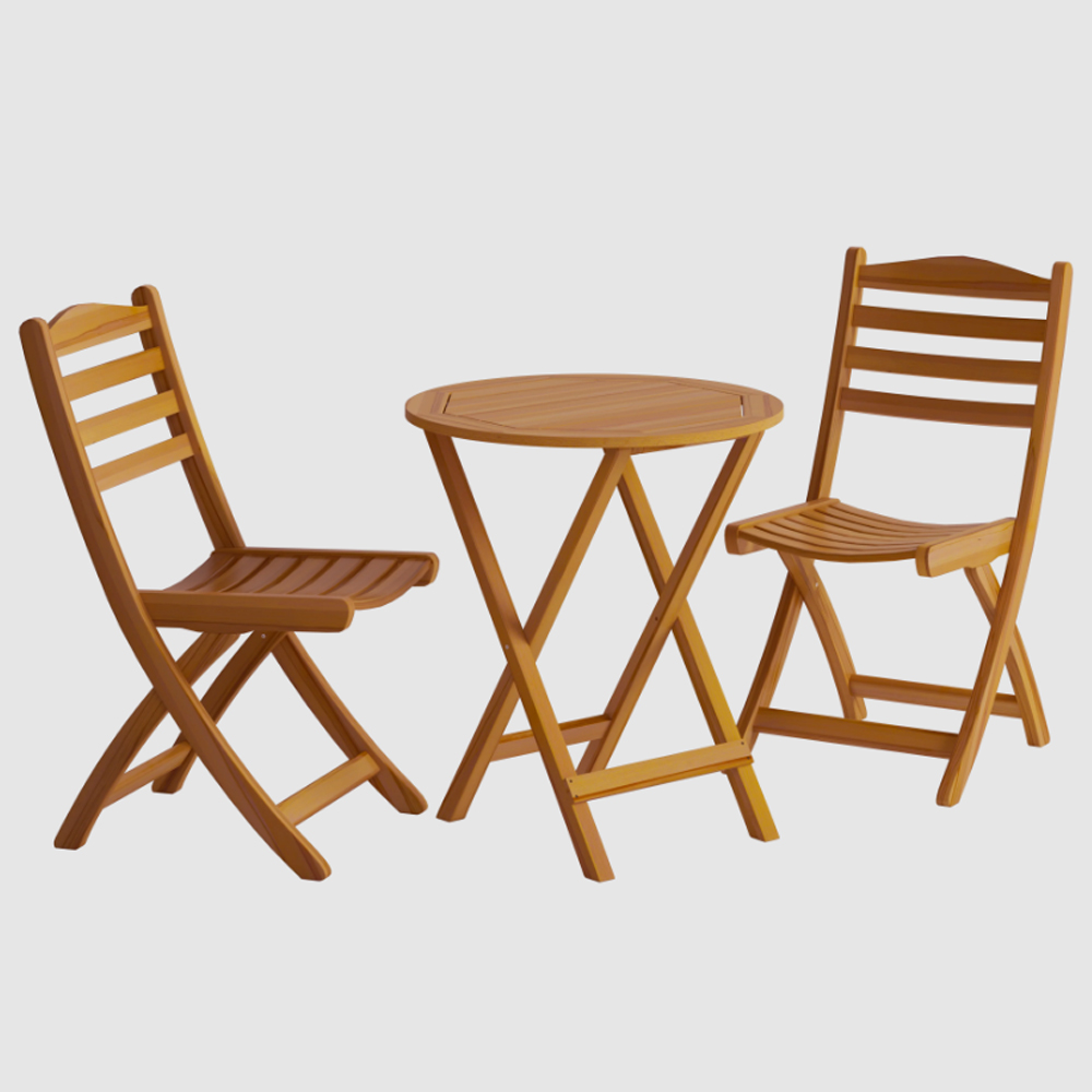 Ocevara Garden Acacia Wood Bistro Table Set in Golden Brown