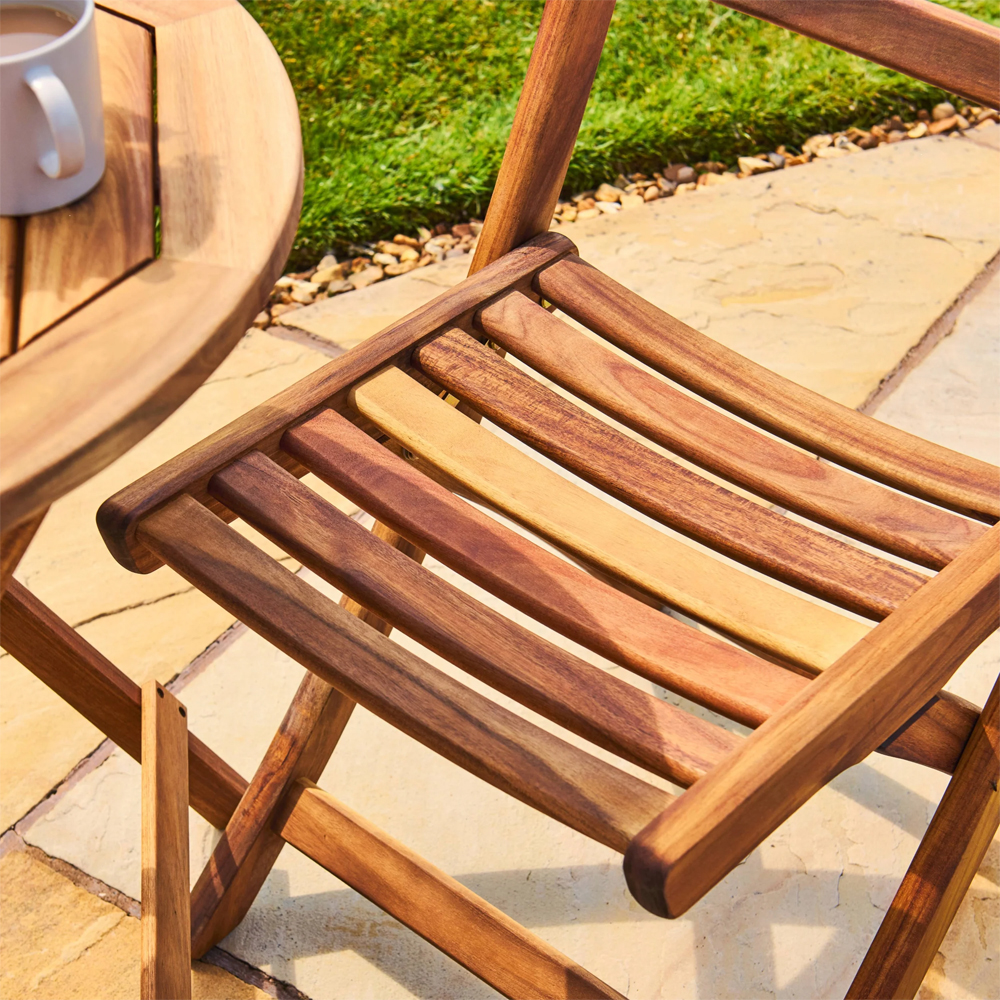 Ocevara Garden Acacia Wood Bistro Table Set in Golden Brown