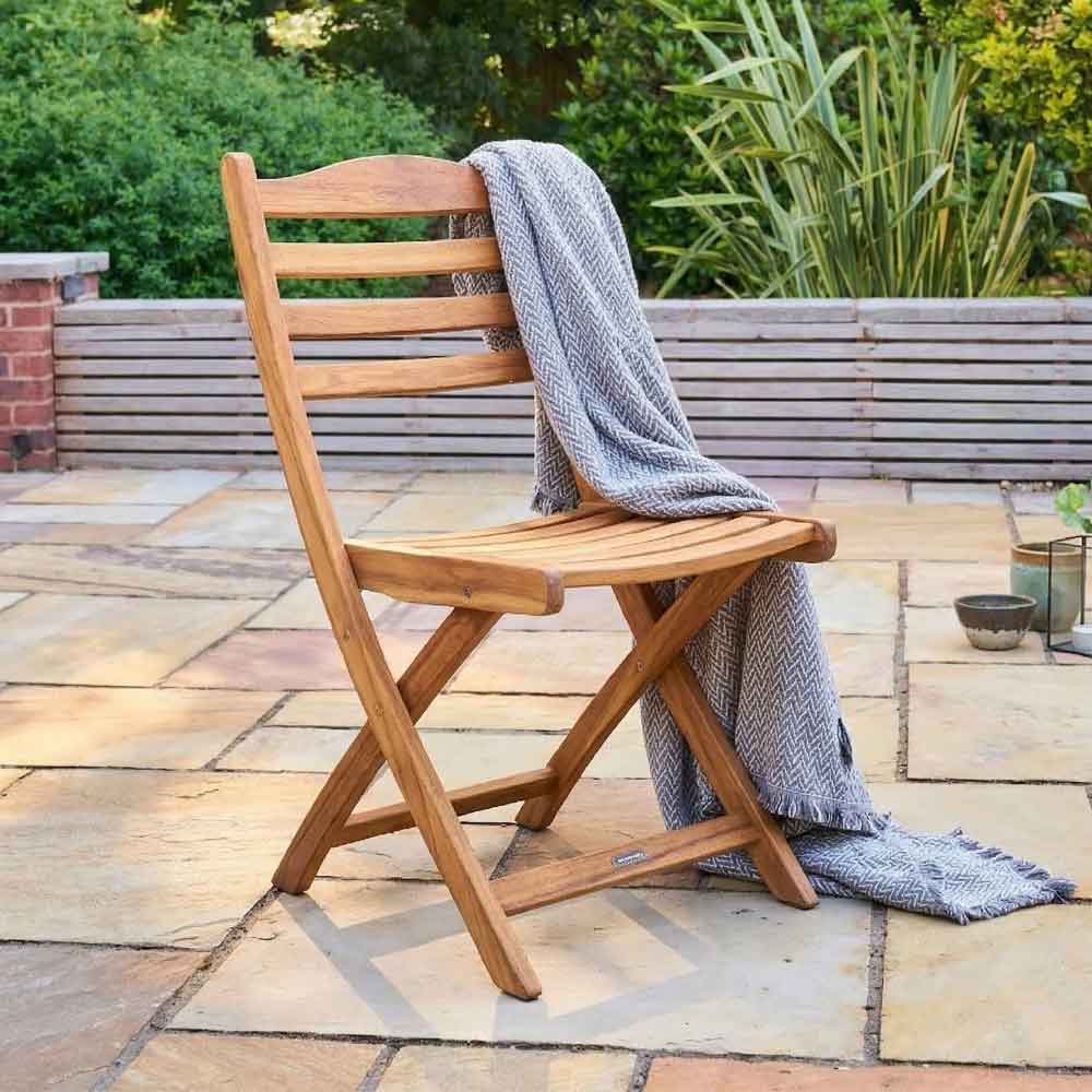 Ocevara Outdoor Wooden Dining Chair Pair without Arms in Golden Brown