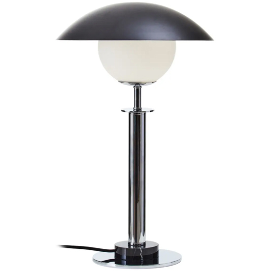 Ocho Black Table Lamp With Silver Body And Black Marble Base