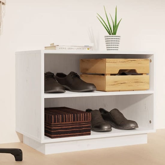 Read more about Ochoa solid pinewood shoe storage bench in white