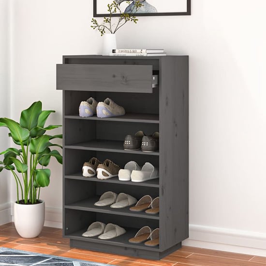 Ochoa Solid Pinewood Shoe Storage Rack In Grey_2