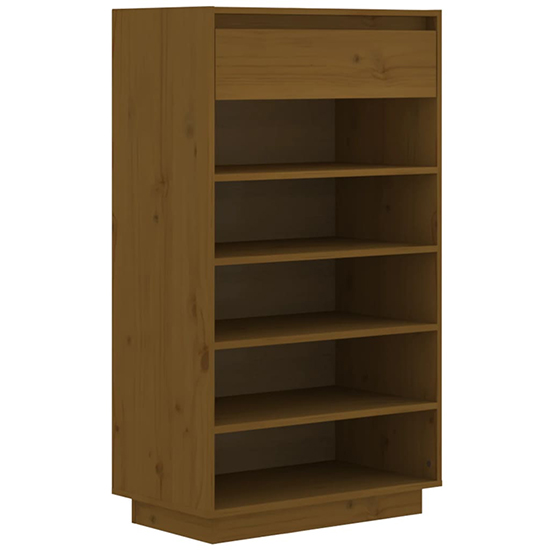 Ochoa Solid Pinewood Shoe Storage Rack In Honey Brown