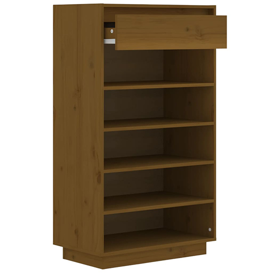 Ochoa Solid Pinewood Shoe Storage Rack In Honey Brown