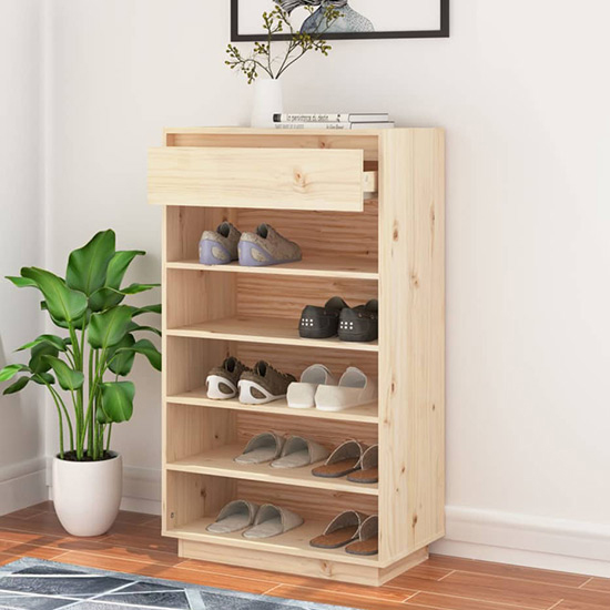 Ochoa Solid Pinewood Shoe Storage Rack In Natural