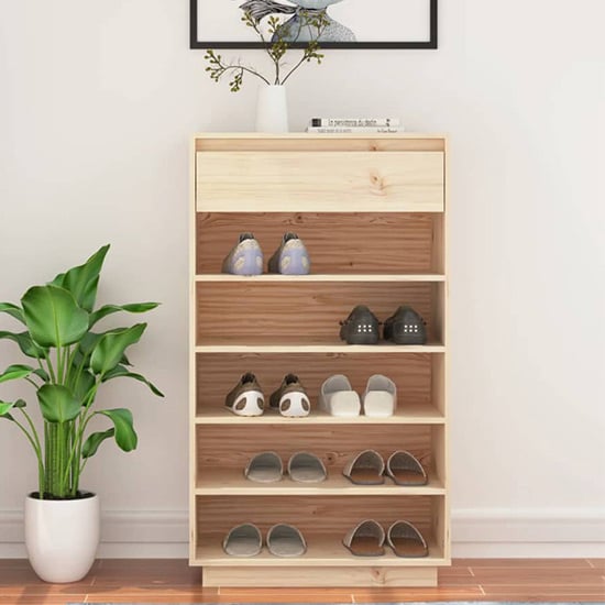 Product photograph of Ochoa Solid Pinewood Shoe Storage Rack In Natural from Furniture in Fashion