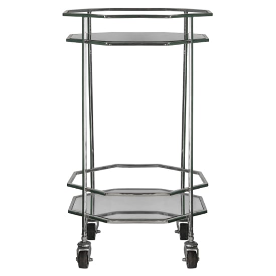 Read more about Ockham octagonal glass shelves drinks trolley with silver frame