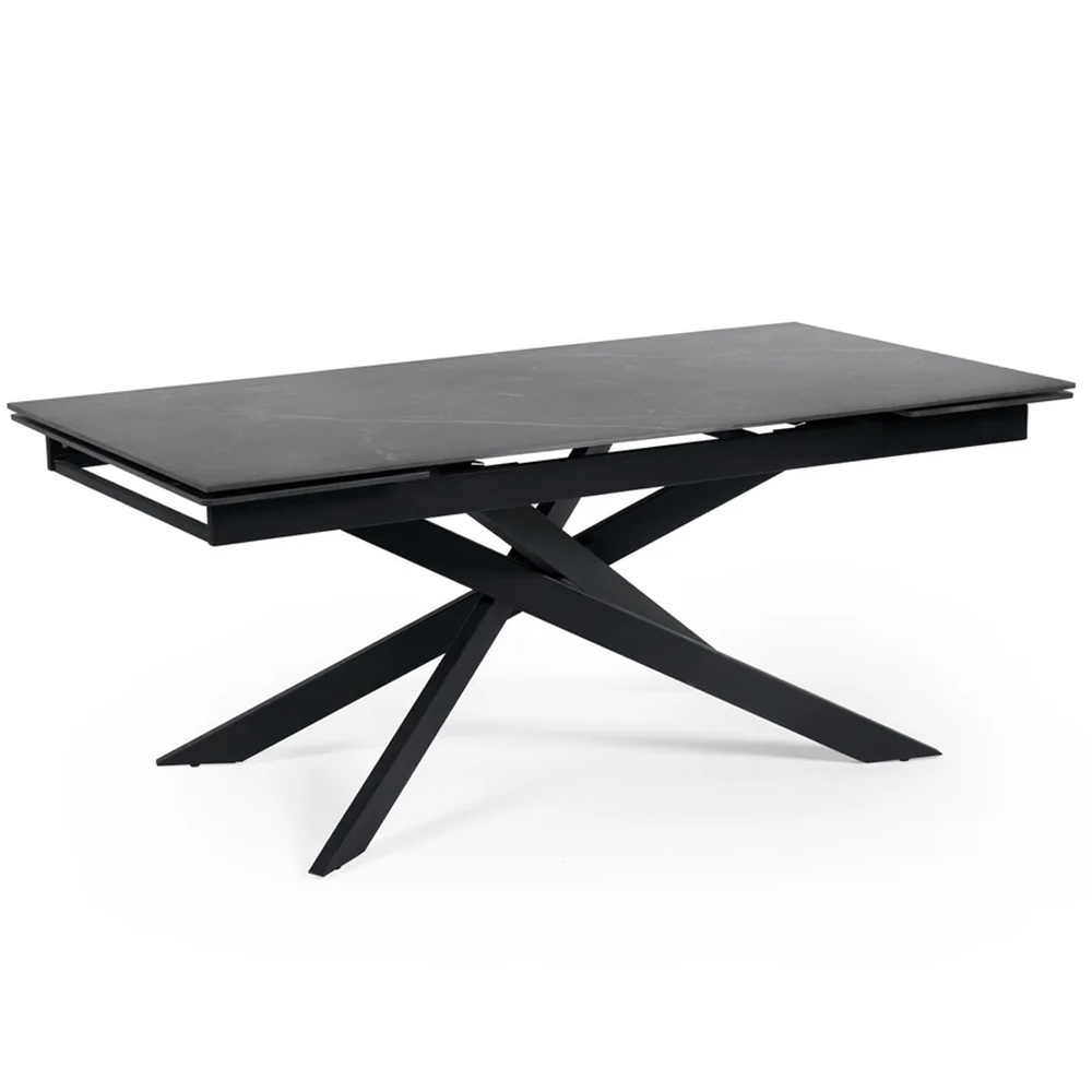 Ocoee Black Ceramic Top Extending Dining Table With 4 Erie Grey Chairs