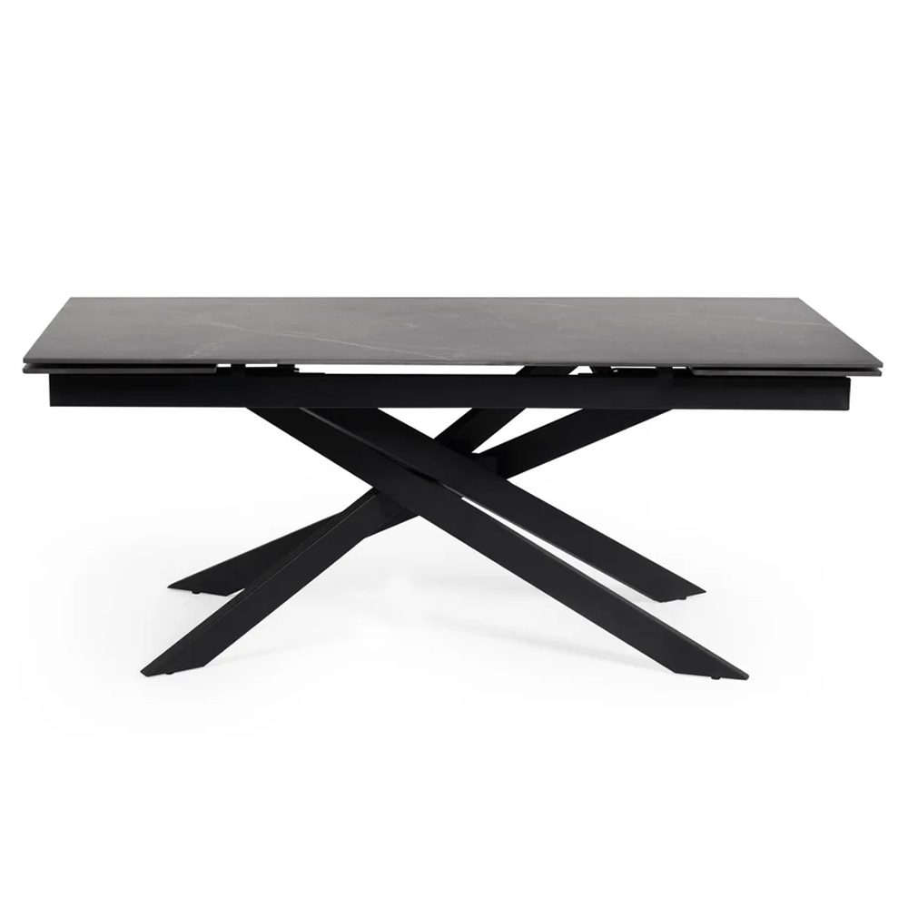 Ocoee Black Ceramic Top Extending Dining Table With 4 Erie Grey Chairs