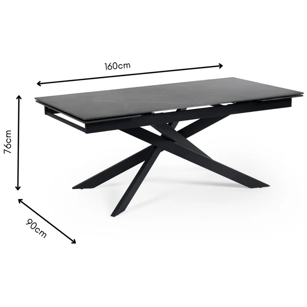 Ocoee Black Ceramic Top Extending Dining Table With 4 Erie Grey Chairs