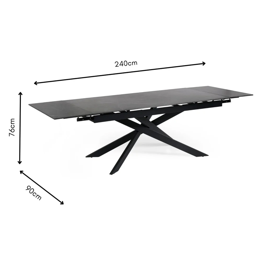 Ocoee Black Ceramic Top Extending Dining Table With 4 Erie Grey Chairs