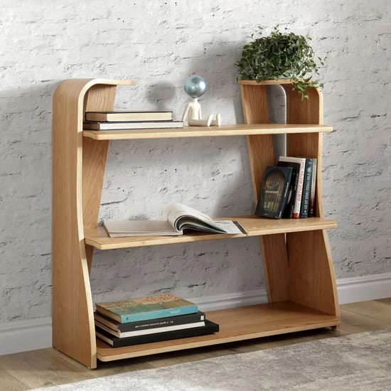 Product photograph of Ocotlan Wooden 3 Tier Bookshelf In Oak from Furniture in Fashion