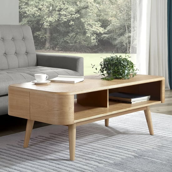 Photo of Ocotlan wooden coffee table with shelf in oak