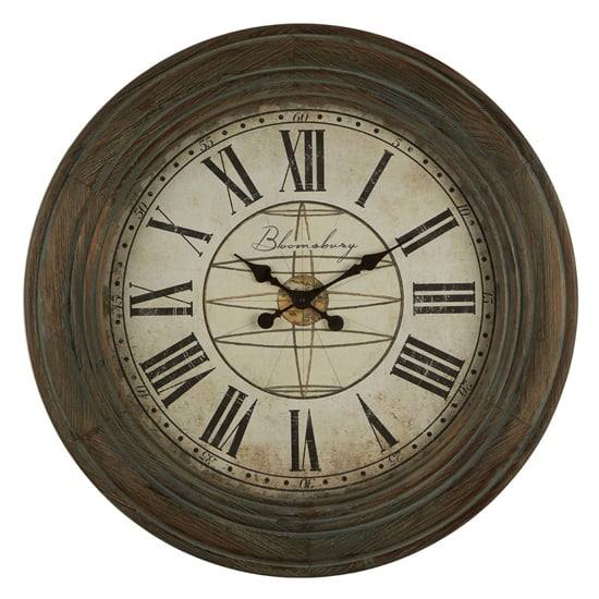 Ocrasey Round Antique Style Wall Clock In Washed Grey
