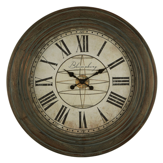 Product photograph of Ocrasey Round Antique Style Wall Clock In Washed Grey from Furniture in Fashion