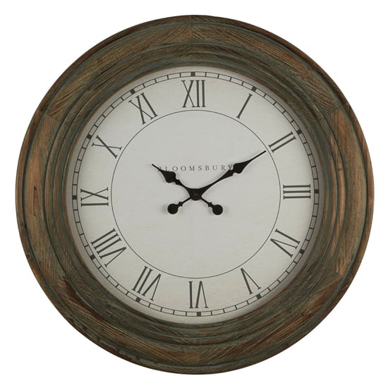 Read more about Ocrasey round vintage look wall clock in washed grey