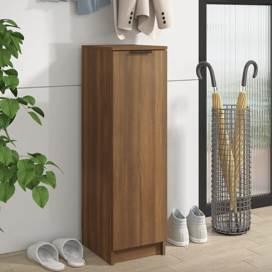 Product photograph of Octave Wooden Shoe Storage Cabinet In Brown Oak from Furniture in Fashion