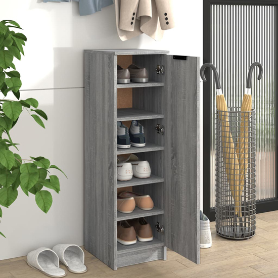 Octave Wooden Shoe Storage Cabinet In Grey Sonoma Oak
