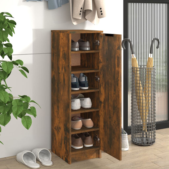Octave Wooden Shoe Storage Cabinet In Smoked Oak