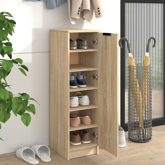 Octave Wooden Shoe Storage Cabinet In Sonoma Oak