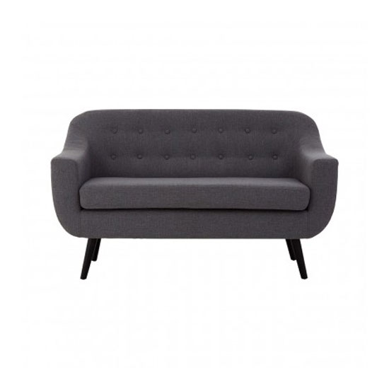 Odensa 2 Seater Fabric Sofa In Dark Grey