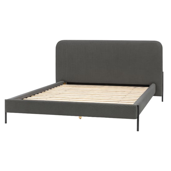 Odense Polyester Fabric King Size Bed In Grey