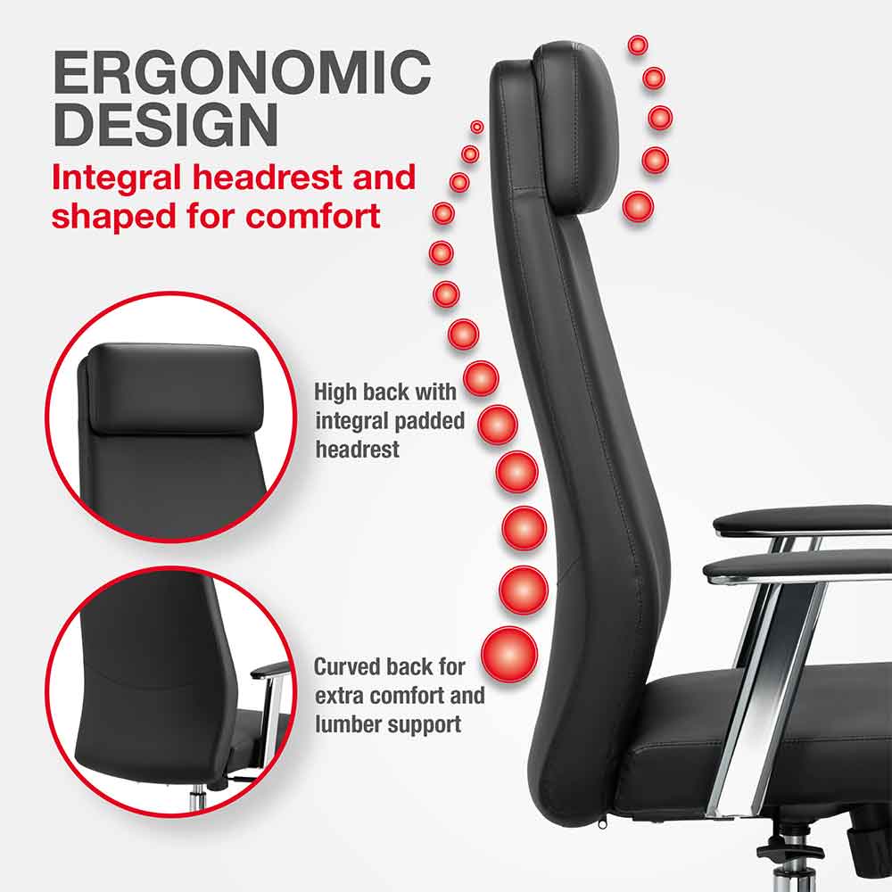 Odenton Faux Leather High-backed Executive Home And Office Chair - Black
