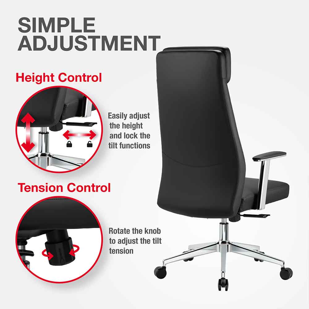 Odenton Faux Leather High-backed Executive Home And Office Chair - Black
