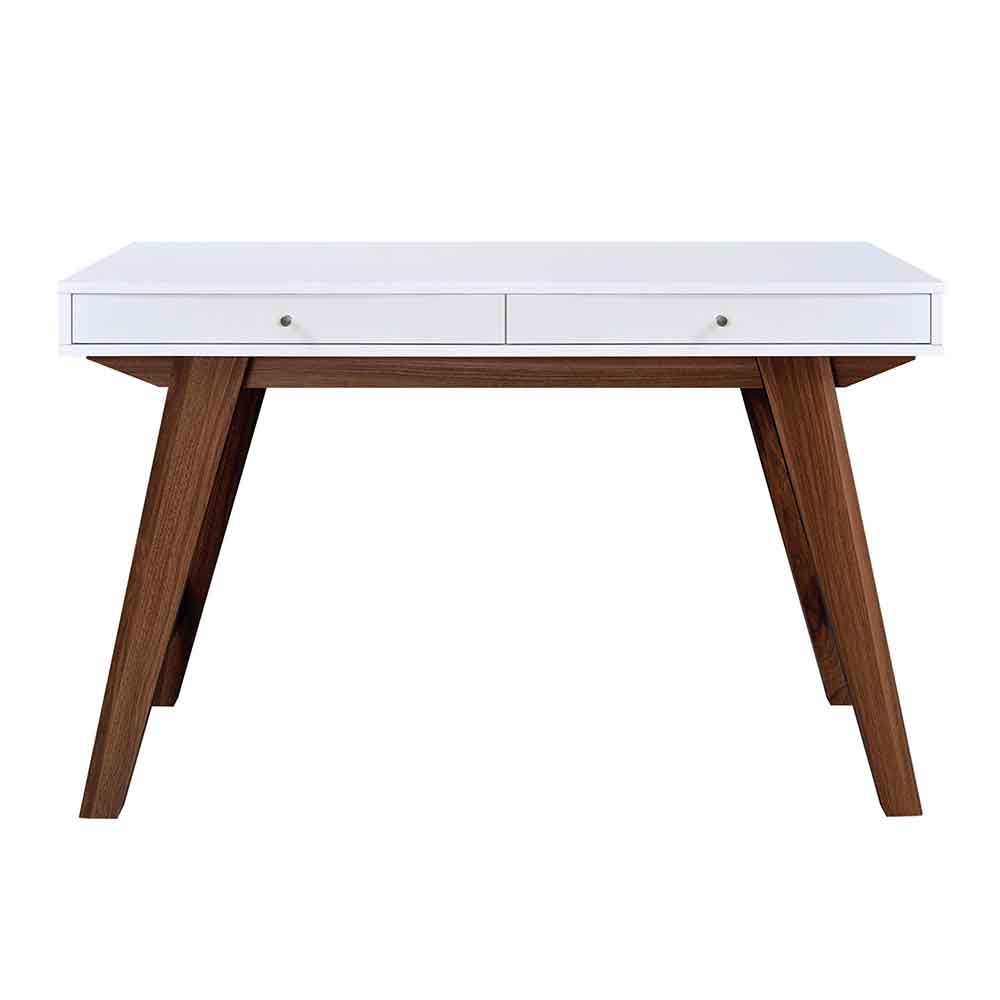 Odenton Wooden Laptop Desk With 2 Drawers - Walnut And White