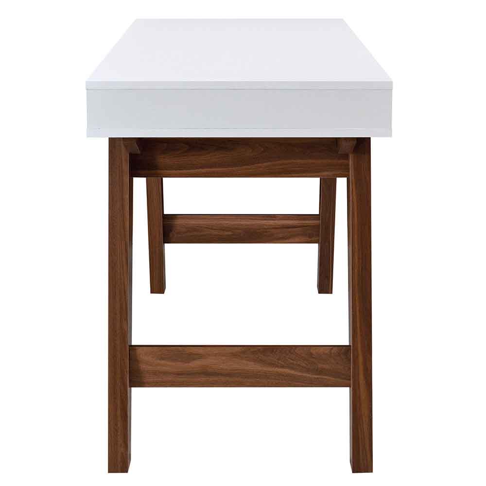 Odenton Wooden Laptop Desk With 2 Drawers - Walnut And White