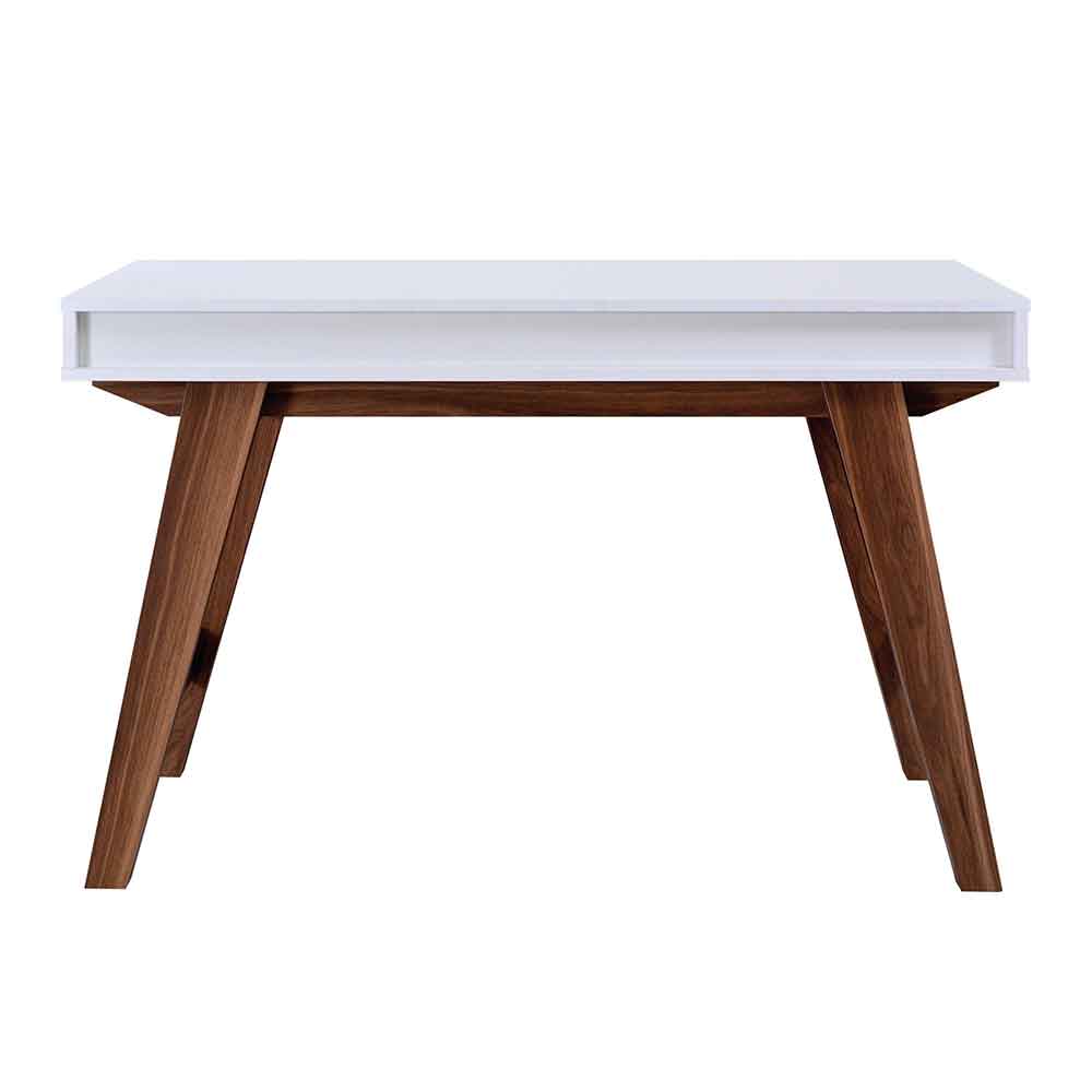 Odenton Wooden Laptop Desk With 2 Drawers - Walnut And White