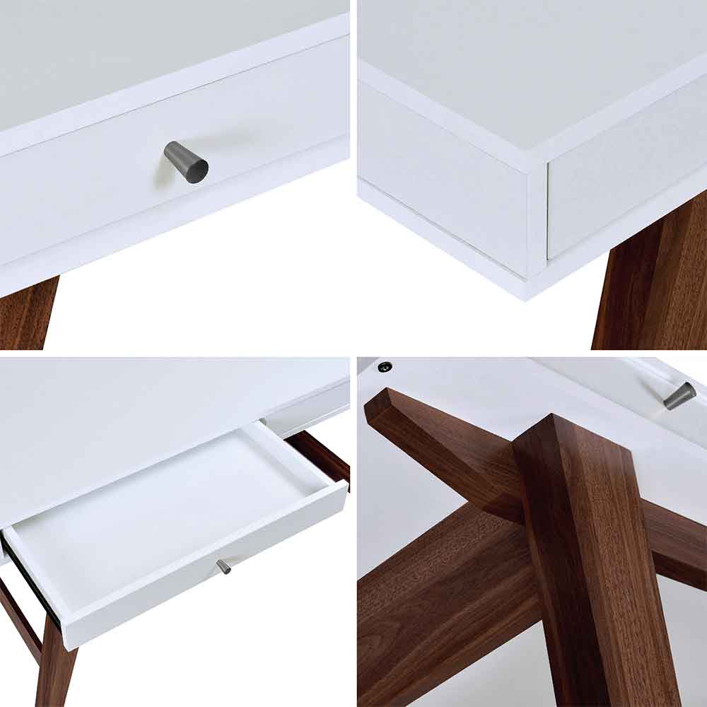 Odenton Wooden Laptop Desk With 2 Drawers - Walnut And White