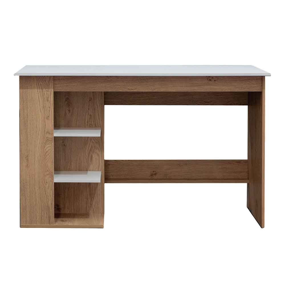 Odenton Wooden Laptop Desk With 2 Shelves - White And Oak
