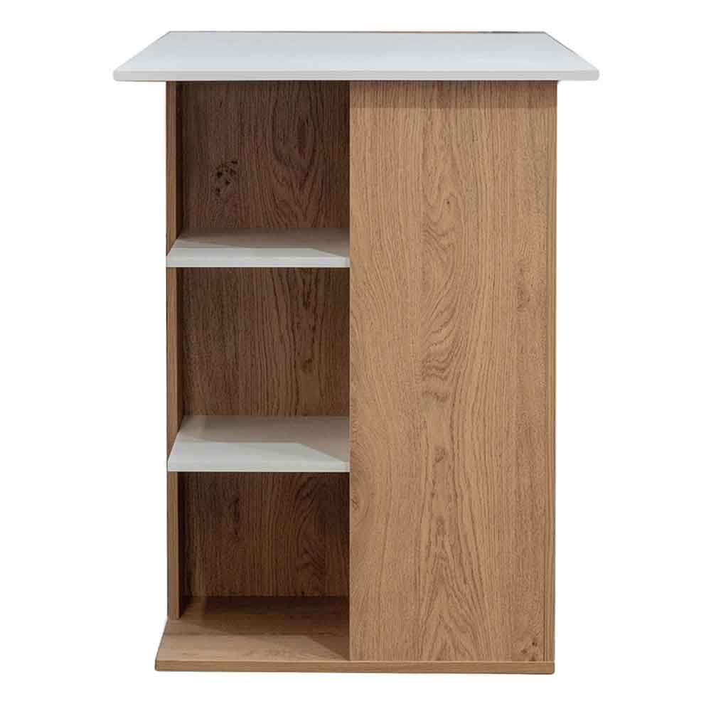 Odenton Wooden Laptop Desk With 2 Shelves - White And Oak