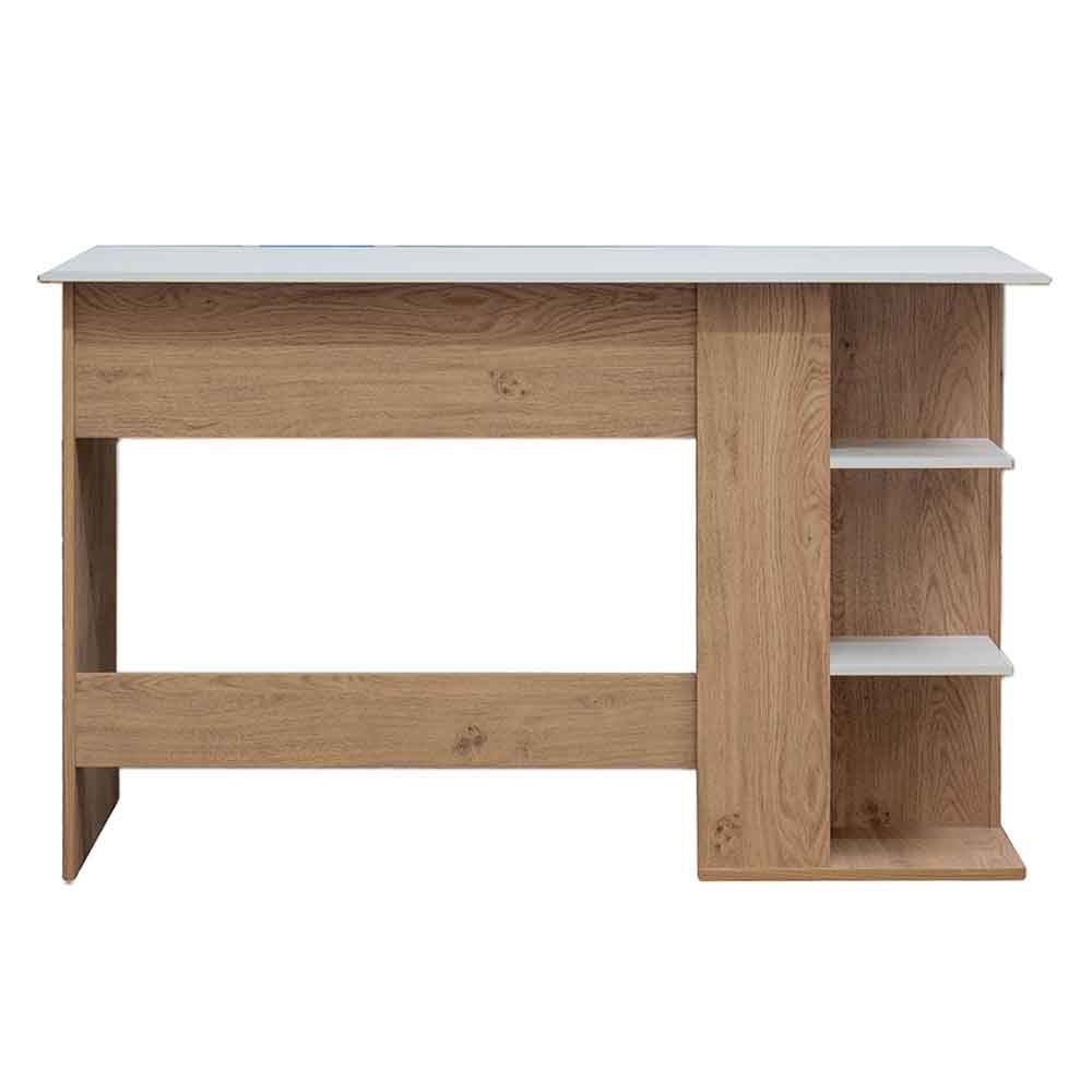 Odenton Wooden Laptop Desk With 2 Shelves - White And Oak