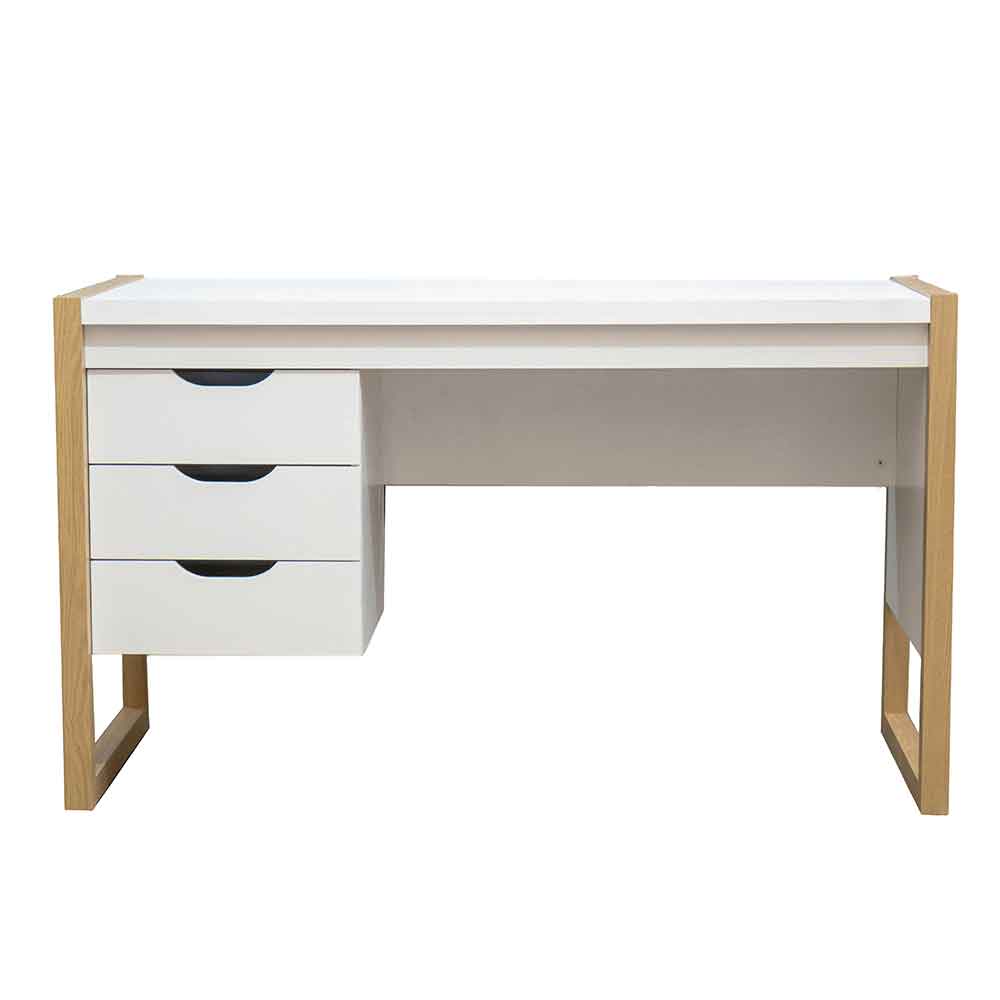 Odenton Wooden Laptop Desk With 3 Drawers - White And Oak