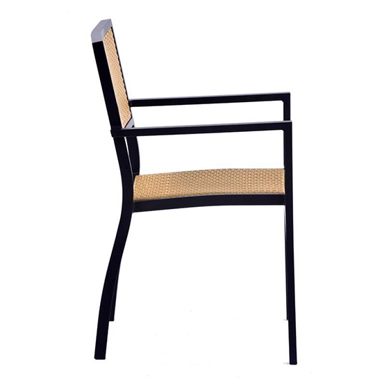 Oderico Outdoor Armchair In Black With Teak Rattan