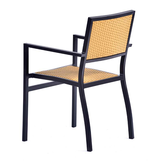Oderico Outdoor Armchair In Black With Teak Rattan