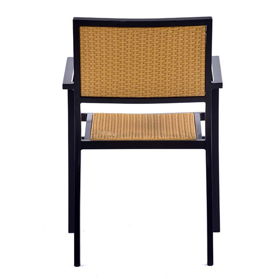 Oderico Outdoor Armchair In Black With Teak Rattan