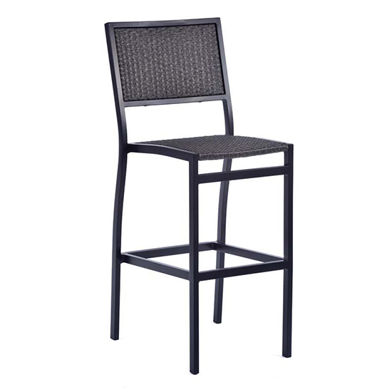 Product photograph of Oderico Outdoor Bar Chair In Black With Grey Rattan from Furniture in Fashion