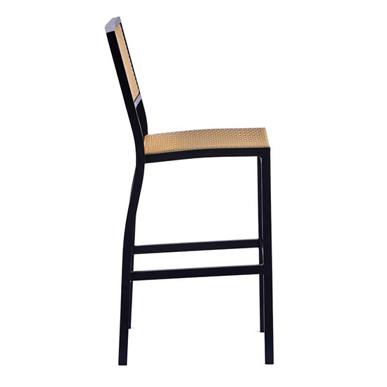 Oderico Outdoor Bar Chair In Black With Teak Rattan