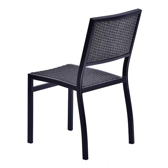 Oderico Outdoor Side Chair In Black With Grey Rattan