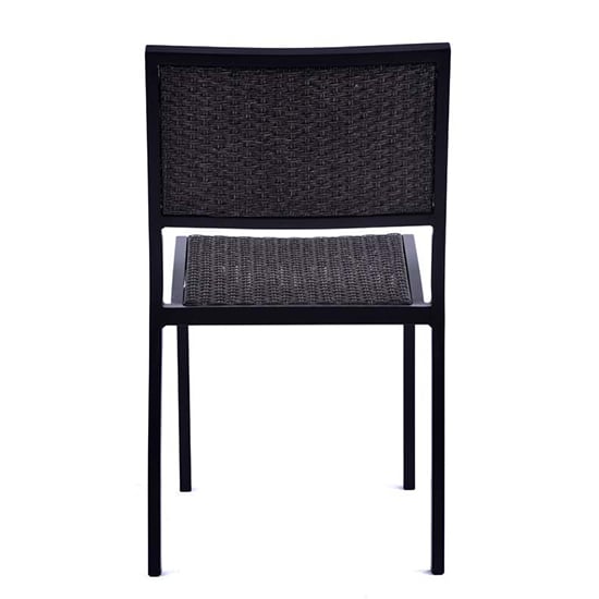 Oderico Outdoor Side Chair In Black With Grey Rattan