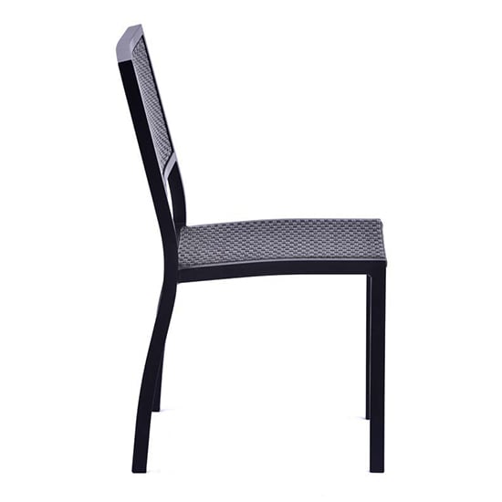 Oderico Outdoor Side Chair In Black With Grey Rattan