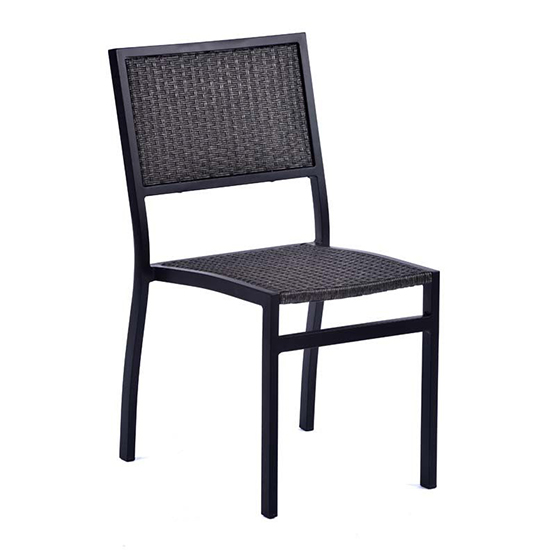 Product photograph of Oderico Outdoor Side Chair In Black With Grey Rattan from Furniture in Fashion