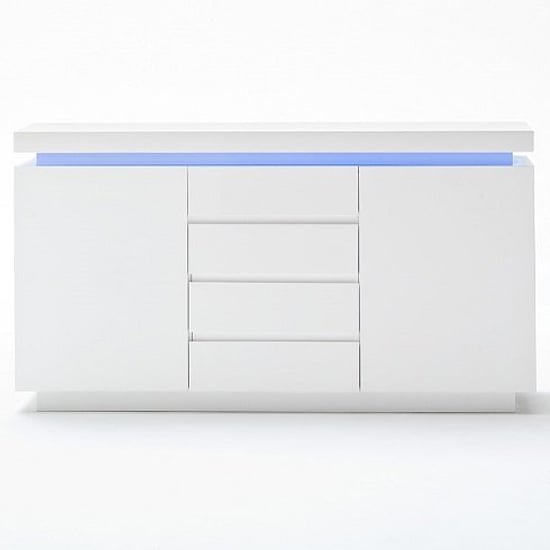 Odessa LED High Gloss Sideboard With 2 Doors 4 Drawers In White_3