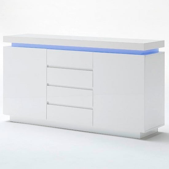 Odessa White High Gloss Sideboard With 2 Door 4 Drawer And LED_4